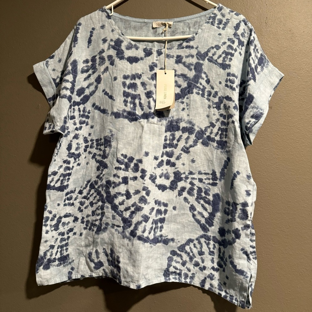 Bellambra 100% Linen Tie & Dye Top Size Medium